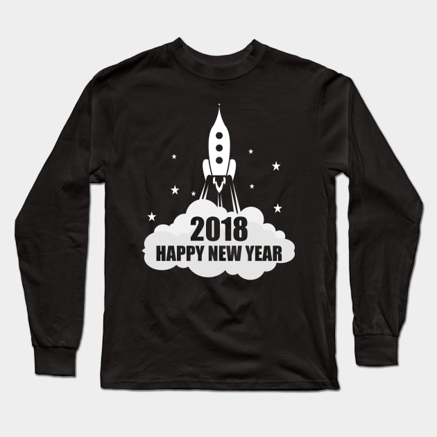 Happy New Year Rocket 2018 Year of the Dog Long Sleeve T-Shirt by theperfectpresents